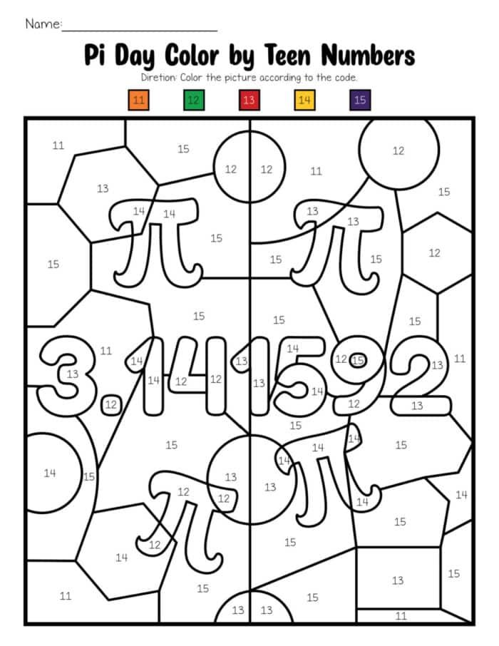 Pi Day Color by Number