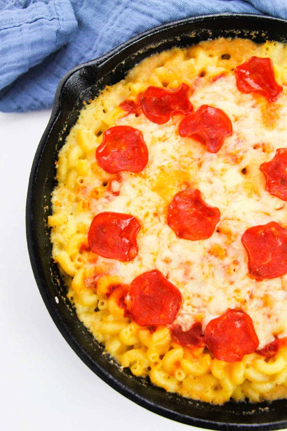 Pepperoni Pizza Mac and Cheese on Stove