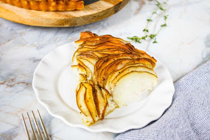 sliced potato tart
