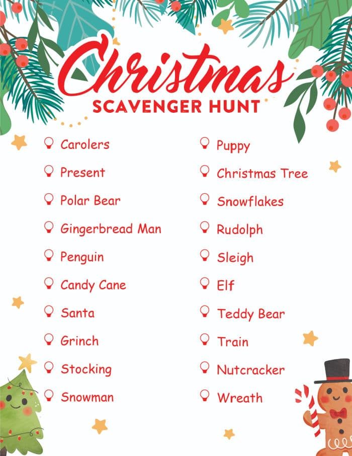 Printable Christmas Scavenger Hunt