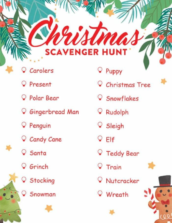 free christmas scavenger hunt printable
