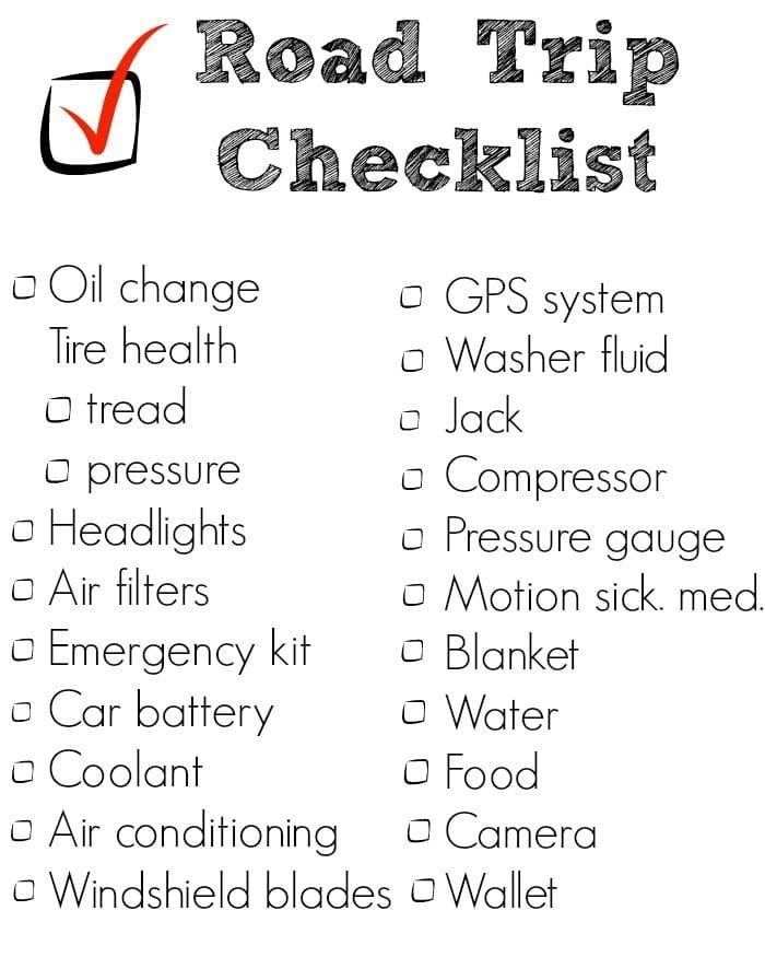 road trip checklist