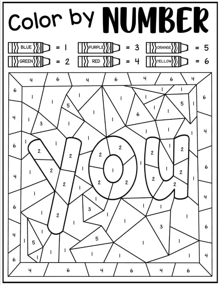 sight word color by number