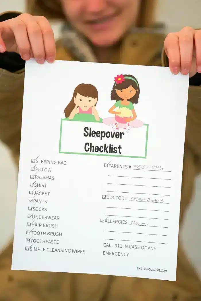 Checklist for a Sleepover