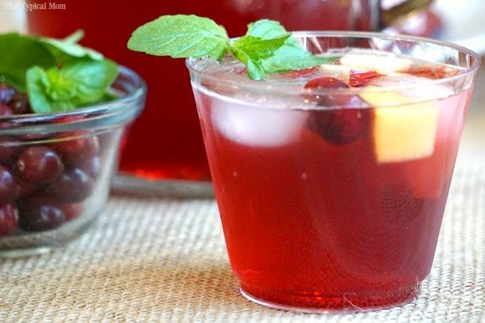 sparkling cranberry sangria mocktail