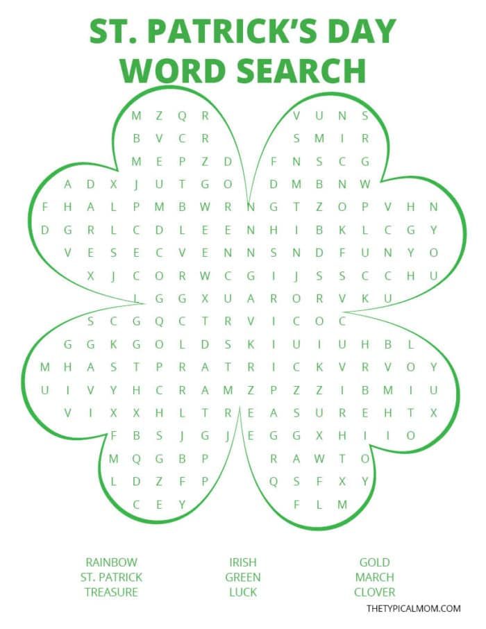 Free St. Patrick's Day Word Search