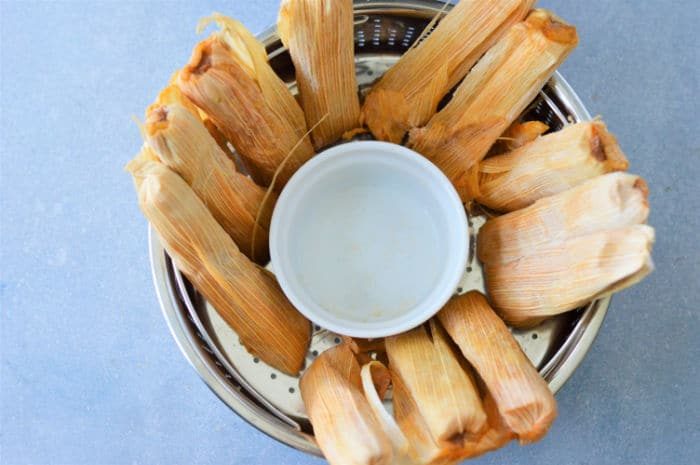 steaming frozen tamales