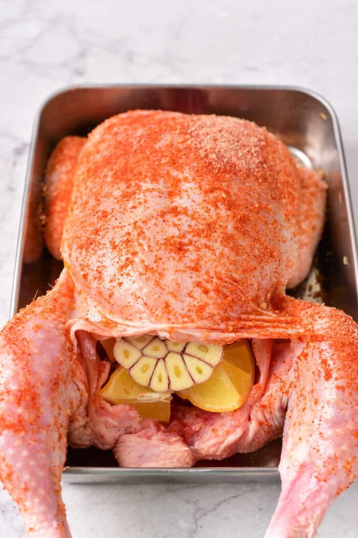 Garlic Stuffed Whole Chicken