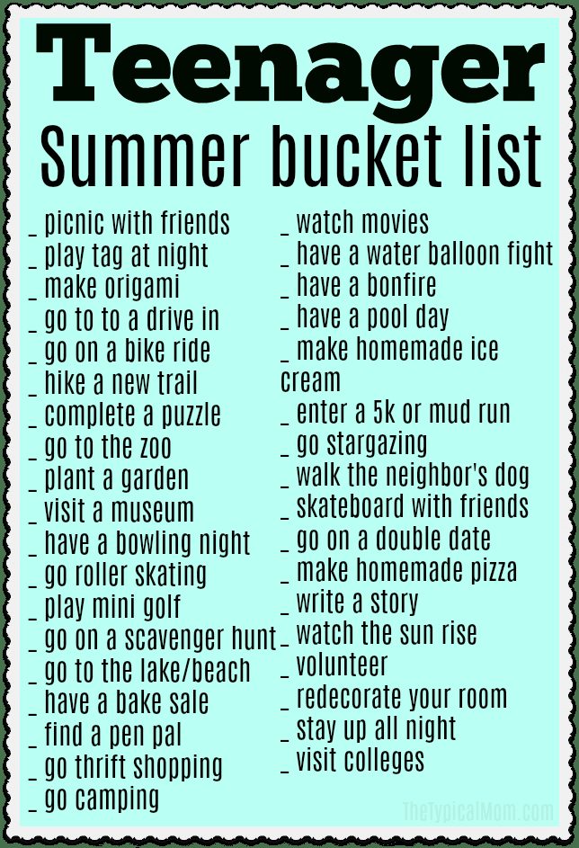 teenage summer bucket list ideas