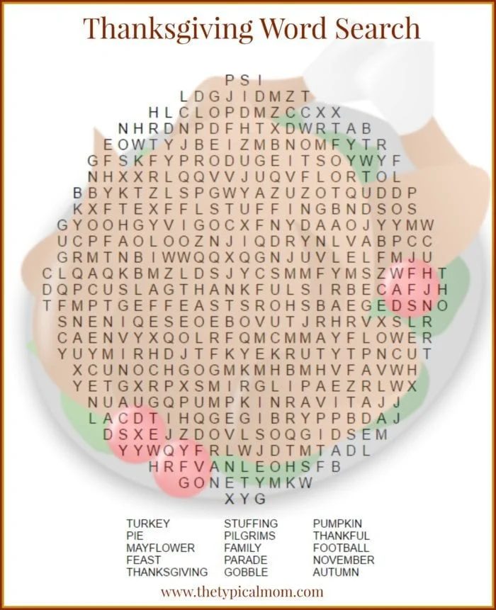 Thanksgiving Word Search