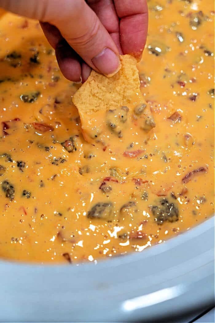 Slow Cooker Velveeta Sausage Dip with rotel