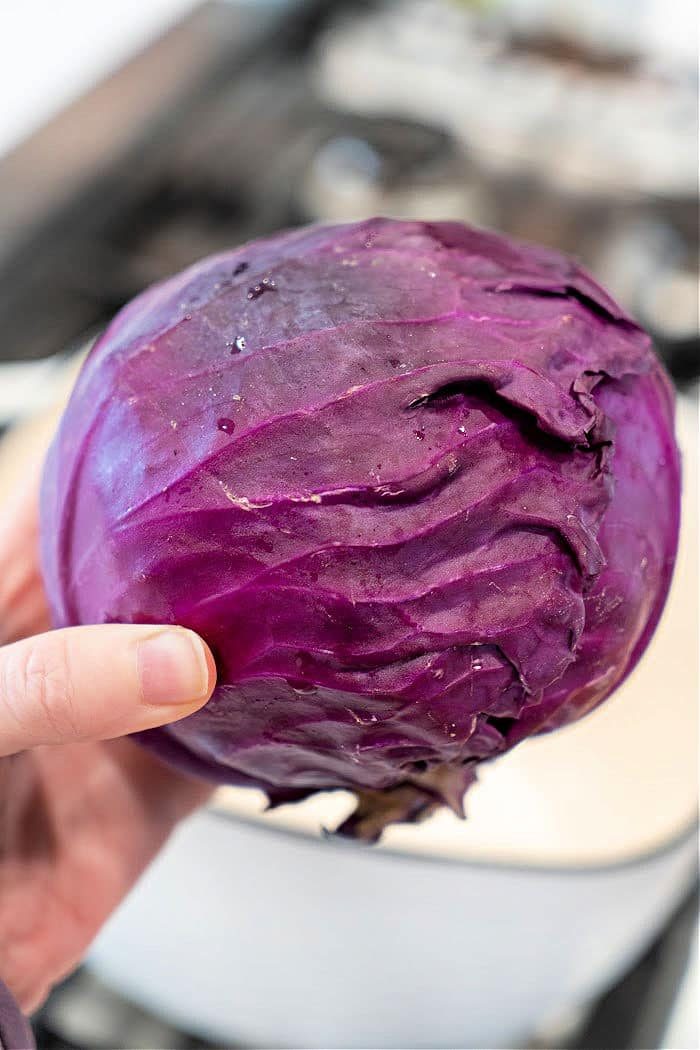 Whole Red Cabbage in Slow Cooker