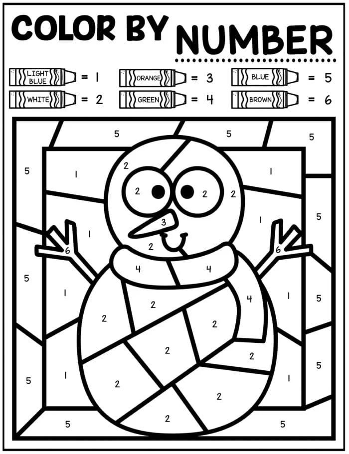snowman color by number