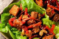 Sticky Teriyaki Tofu Lettuce Cups