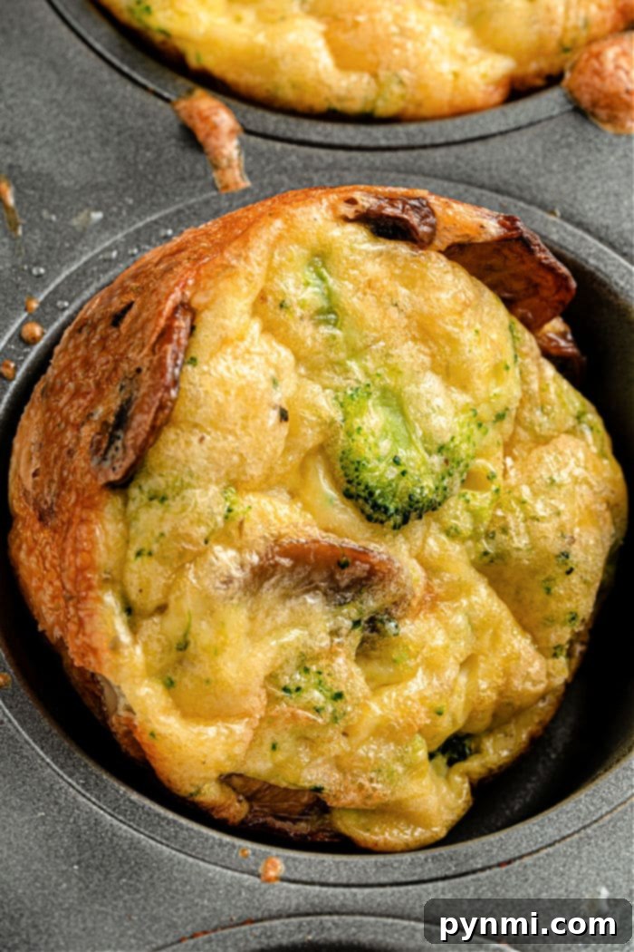 An array of delicious Crustless Broccoli Quiche muffins on a serving tray