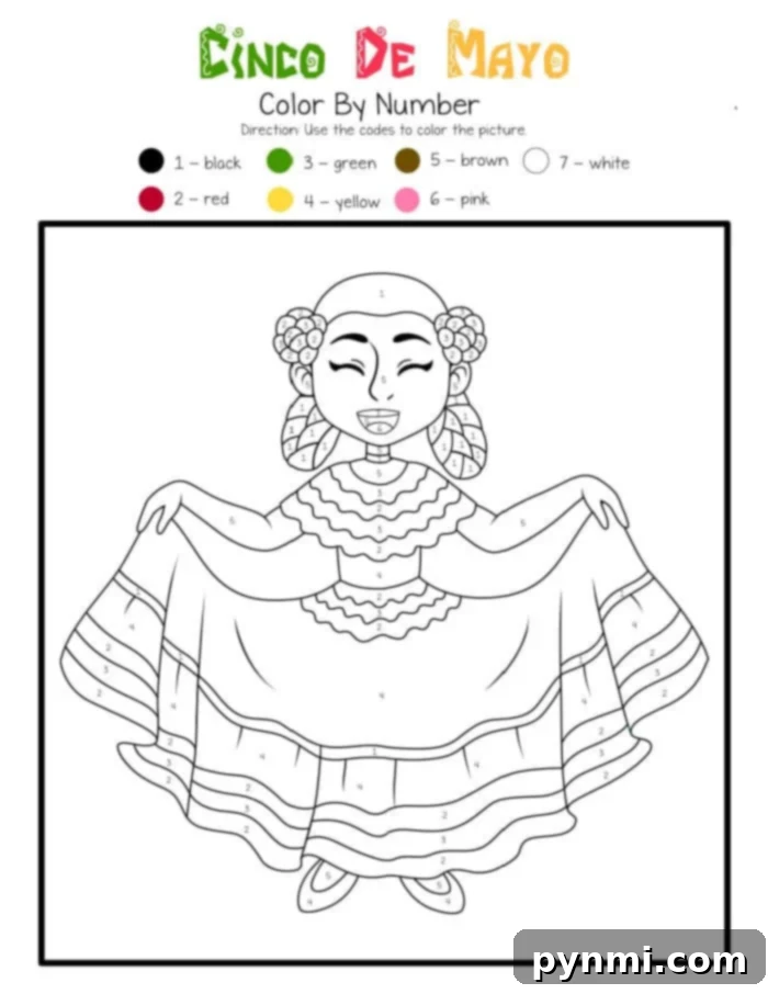 Festive Cinco de Mayo Coloring Pages 2 Cinco de Mayo Color by Number Activity for Kids