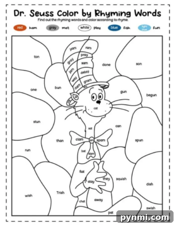 Dr. Seuss's Numbered Coloring Whimsy 7 Dr. Seuss Coloring Pages featuring various characters