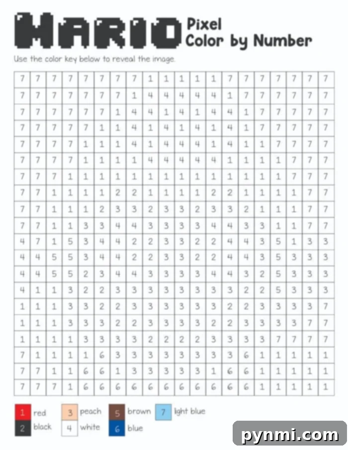 Pixel Perfect Mario Coloring 4 Mario Coloring Pages