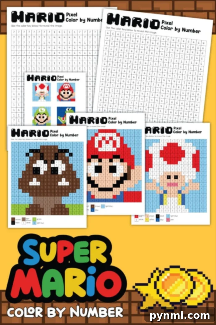 Pixel Perfect Mario Coloring 5 Color by Number Mario