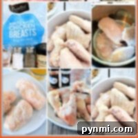 A collage featuring frozen chicken breasts paired with a rich array of spices and cooking ingredients, illustrating creative ideas on how to cook frozen chicken effortlessly.