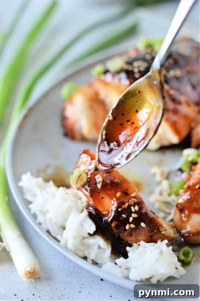 Delicious Teriyaki Chicken Made Simple with Bottled Sauce 7 Plated baked teriyaki chicken breast, ready to serve