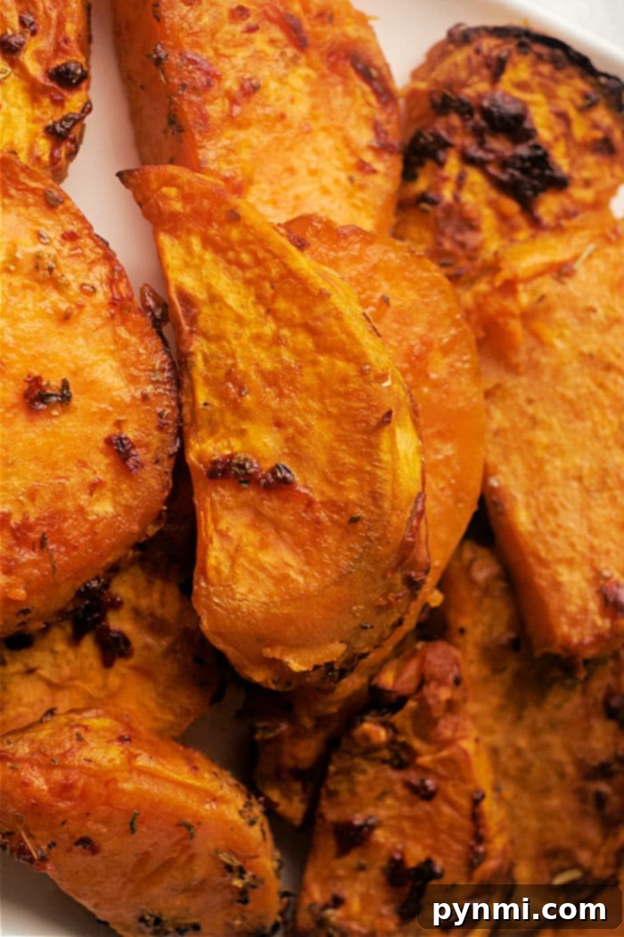 Crispy Air Fryer Sweet Potato Wedges 2 Crispy Air Fryer Sweet Potato Wedges, perfectly seasoned and ready to serve