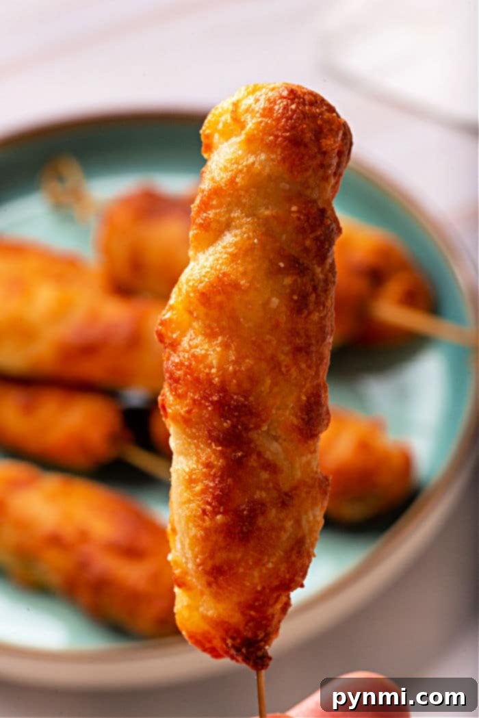 Crispy keto corn dogs fresh from the air fryer
