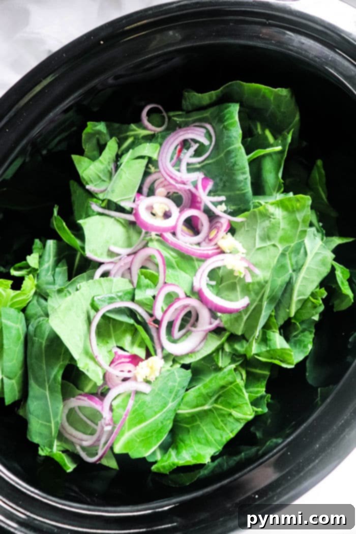 Soulful Slow Cooker Collard Greens 5 Slow Cooker Collard Greens cooked to perfection
