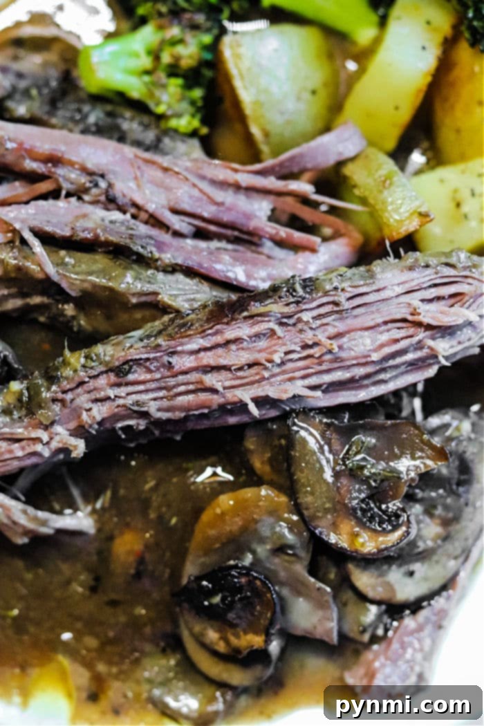 Close-up of Slow Cooker Flank Steak Meal