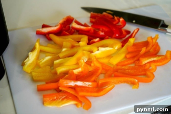 The Secret to Perfectly Cut Bell Peppers 4 Bell pepper strips for fajitas and stir-fries