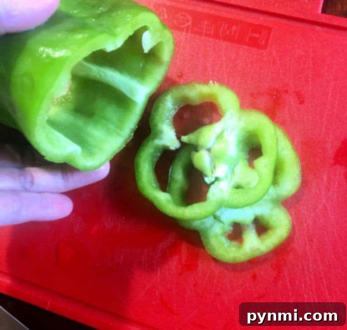 The Secret to Perfectly Cut Bell Peppers 5 How to cut bell peppers into perfect rings