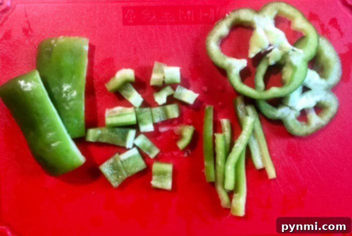 The Secret to Perfectly Cut Bell Peppers 6 Close-up of perfectly diced bell peppers