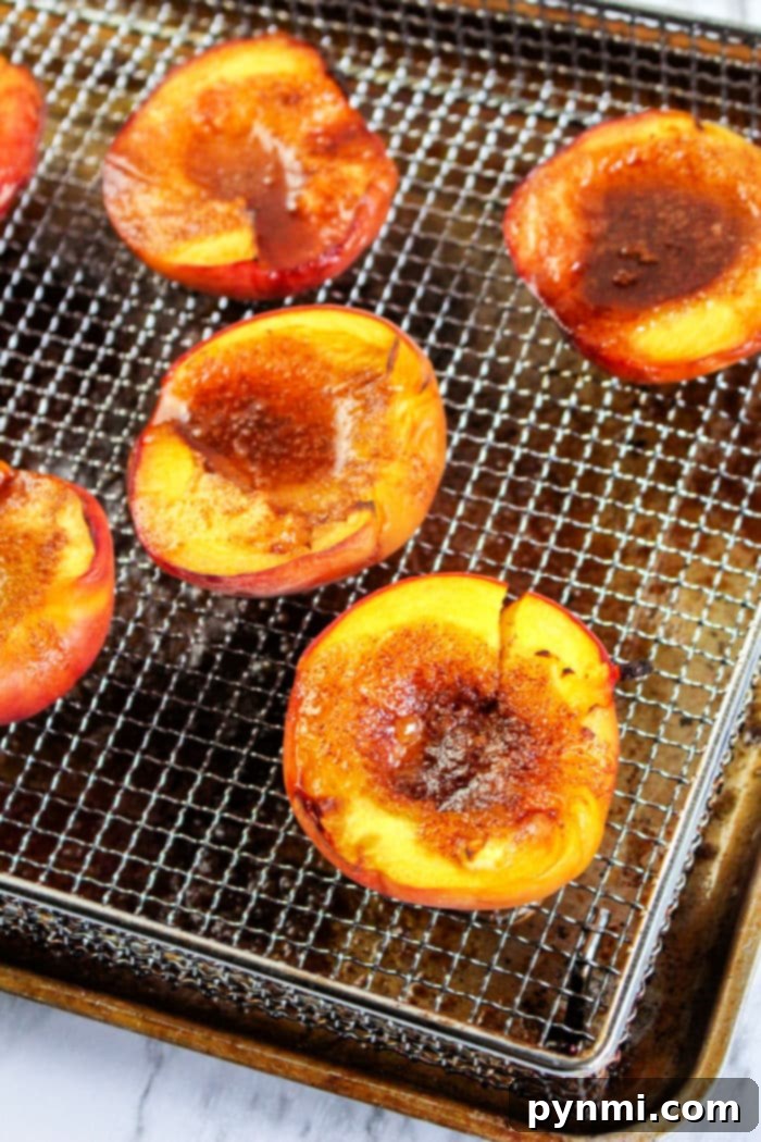 Air Fried Peach Halves - Healthy Air Fryer Dessert