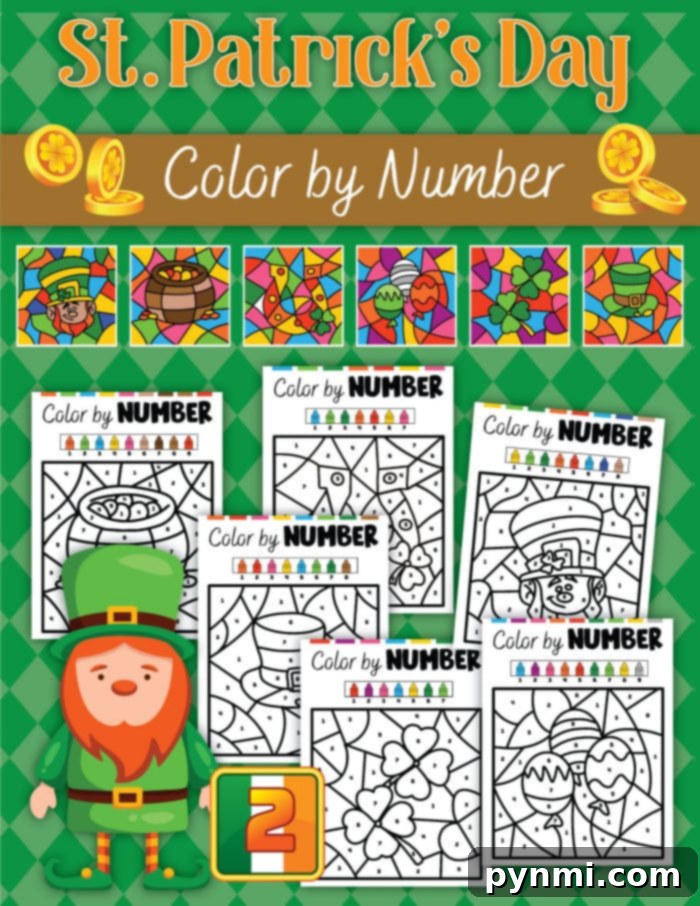 Lucky St. Patrick's Day Color by Number 8 color by number st patricks day, shamrock design