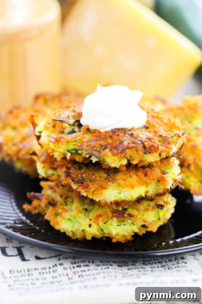 Vegetarian Zucchini Fritters Stacked