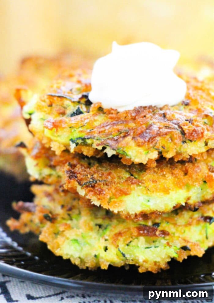 Air Fryer Zucchini Corn Fritters Served on a Plate