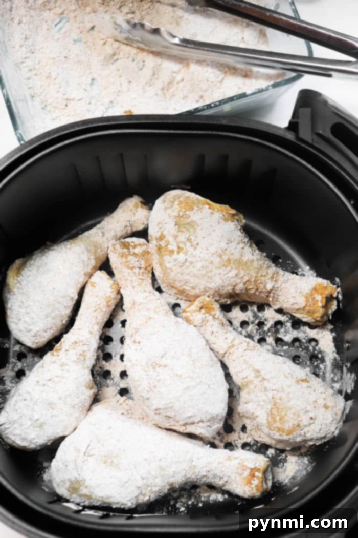Fried Chicken Legs in Air Fryer - perfectly browned and ready to eat