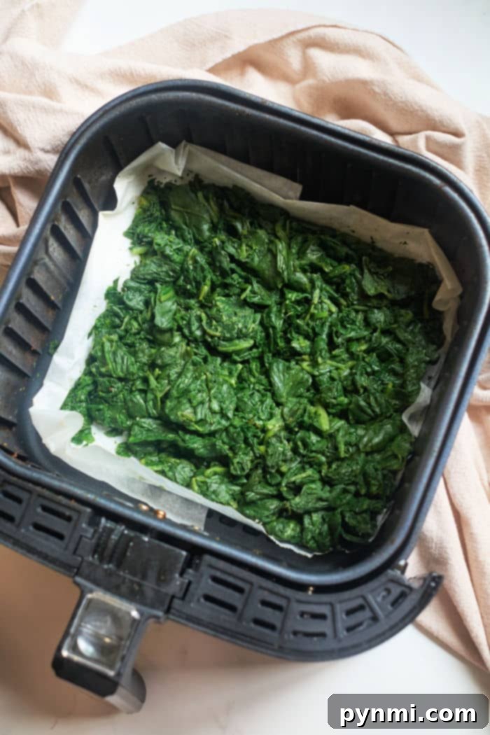 frozen spinach in air fryer