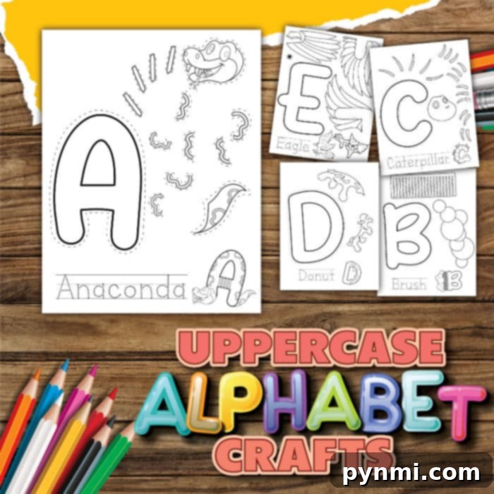 Kids engaging with alphabet crafts, learning letters A to Z