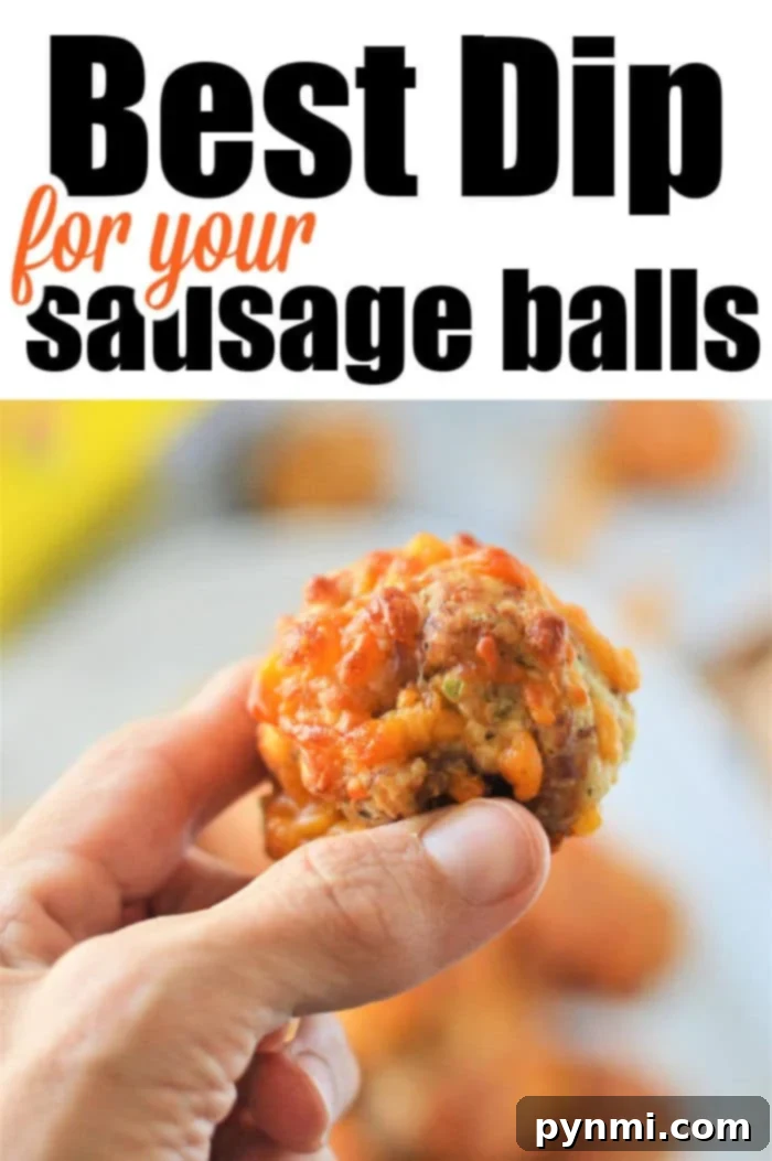 Perfect Dipping Sauces for Sausage Balls 2 Delicious dips for sausage balls, including a creamy white dip and a vibrant red chili sauce.