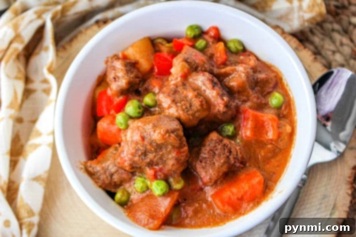 Slow-Simmered Boricua Beef Stew 7 Close-up of Puerto Rican Beef Stew ready to serve