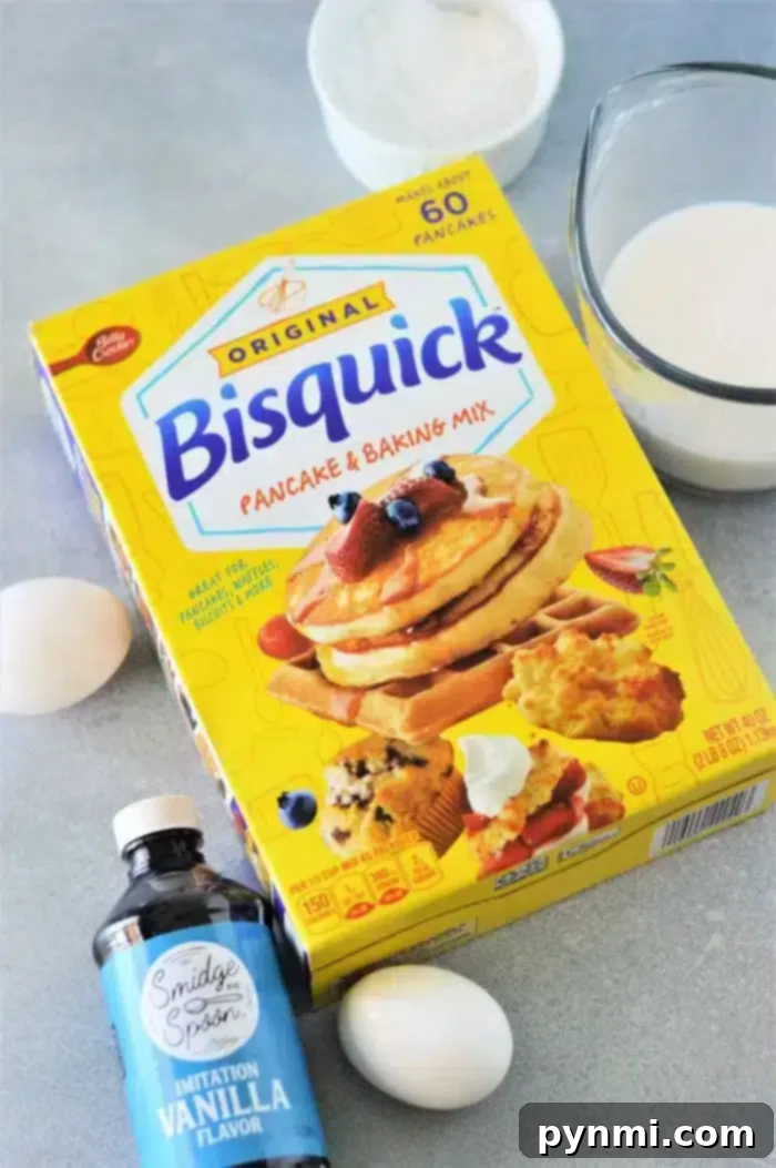 Bisquick Magic: 3-Ingredient Funnel Cakes 3 A box of Bisquick pancake mix sits on a counter, ready to be transformed into delicious funnel cakes.