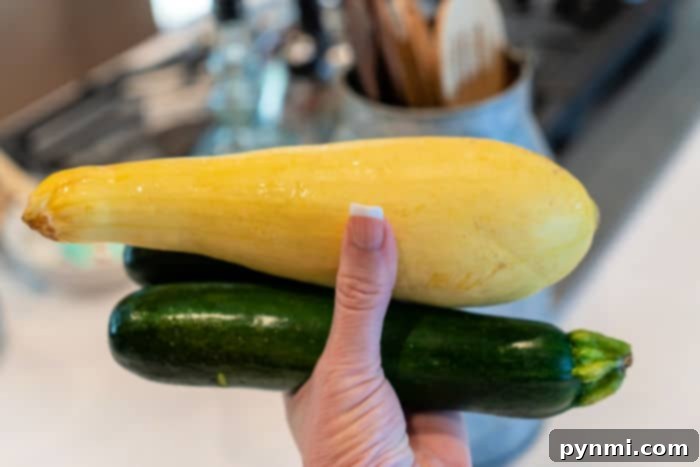 Fresh zucchini and summer squash slices, ready for seasoning