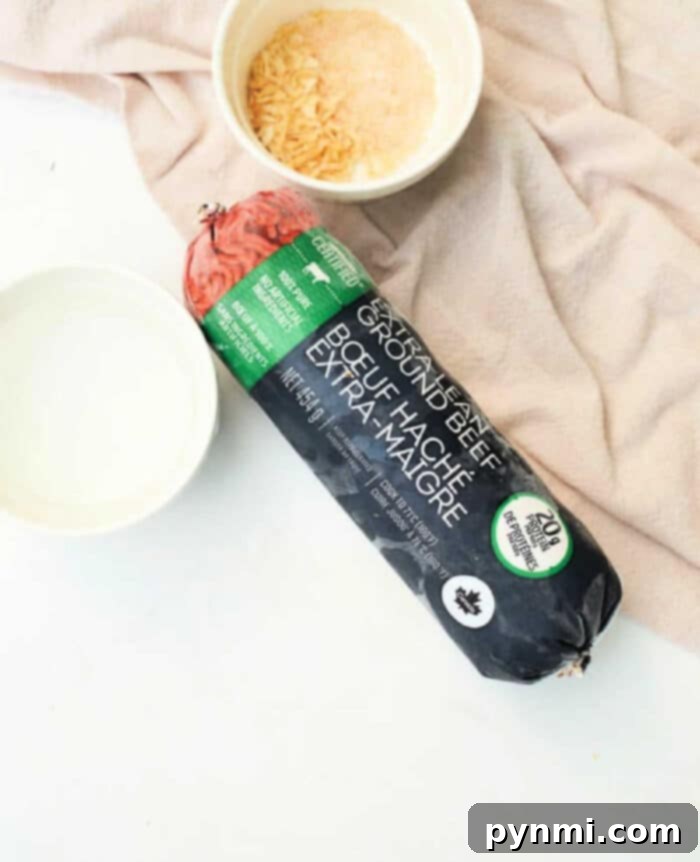 No Thaw Needed: Quick & Delicious Ground Beef Dinners 2 A packaged frozen ground beef roll sits beside a small bowl of rice on a light surface with a beige cloth, offering inspiration for those curious about how to cook frozen ground beef.
