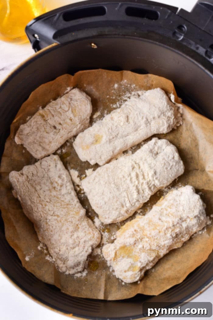 How do you use a batter coating in an air fryer