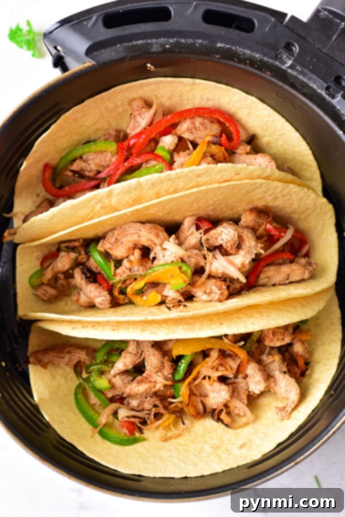Sizzling Chicken Fajita Wraps 5 Chicken Fajita Wrap - A close-up of a chicken fajita wrap with fresh ingredients and toppings.