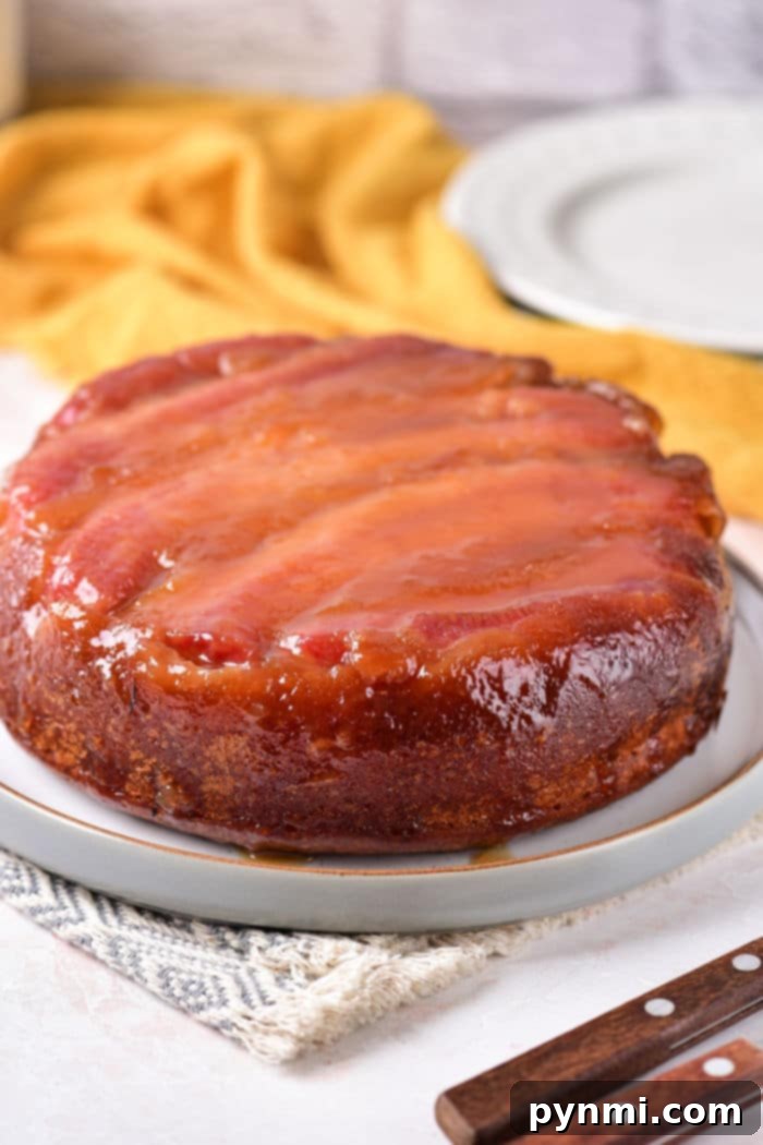 Golden Caramel Banana Flip Cake 6 A beautiful overripe banana cake, golden brown with a sweet topping.