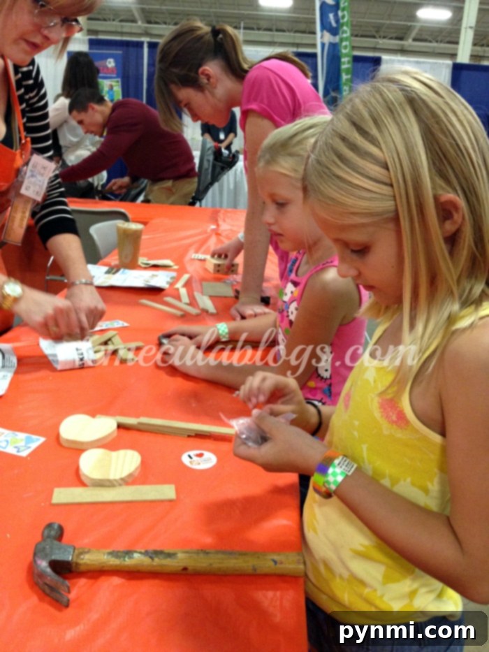 San Diego KidsFest Extravaganza 5 Kids participating in a free building workshop by Home Depot at the San Diego Kids Expo