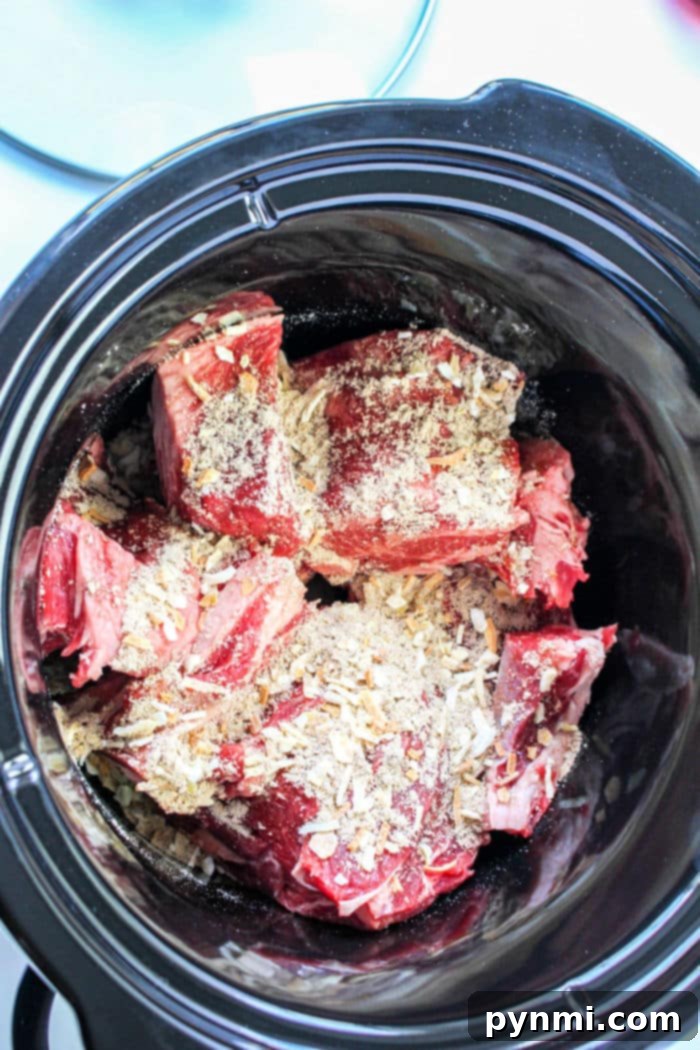 Crockpot Beef Manhattan, ready to be served.