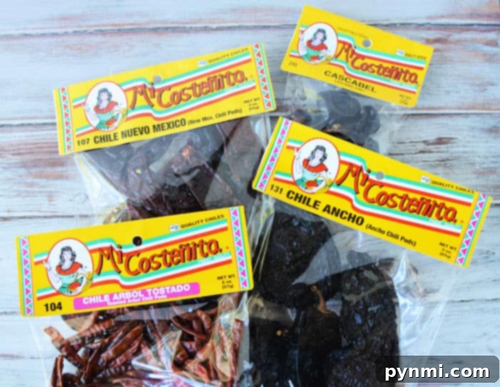 Assortment of vibrant chipotle peppers, essential for crafting the rich and smoky flavor of Instant Pot Birria Tacos.